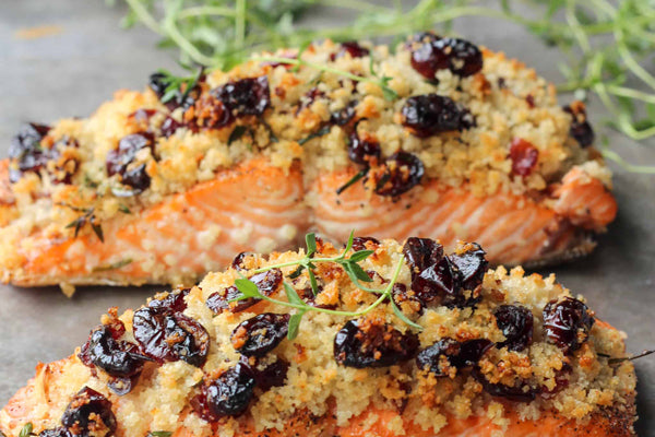 Baked Salmon with Cranberry Thyme Crust