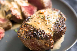 Grilled Filet Mignon with Creamy Peppercorn Sauce