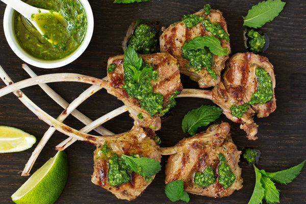 Grilled Lamb Chops with Mint Pesto