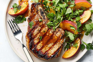 Grilled Pork Chops with Peach Salad