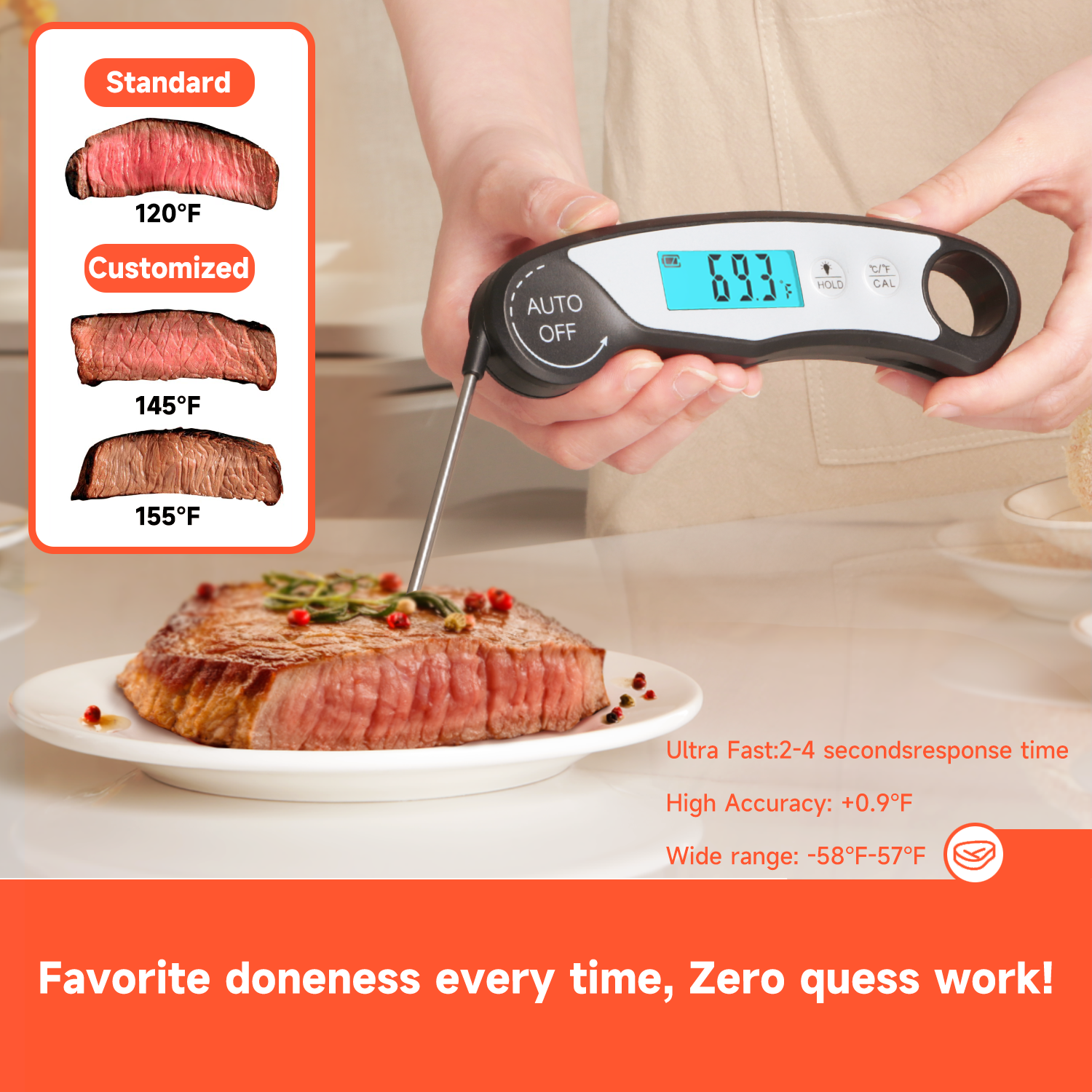 DOQAUS Digital Meat Thermometer, Instant Read Food Thermometer for Cooking,  Kitc