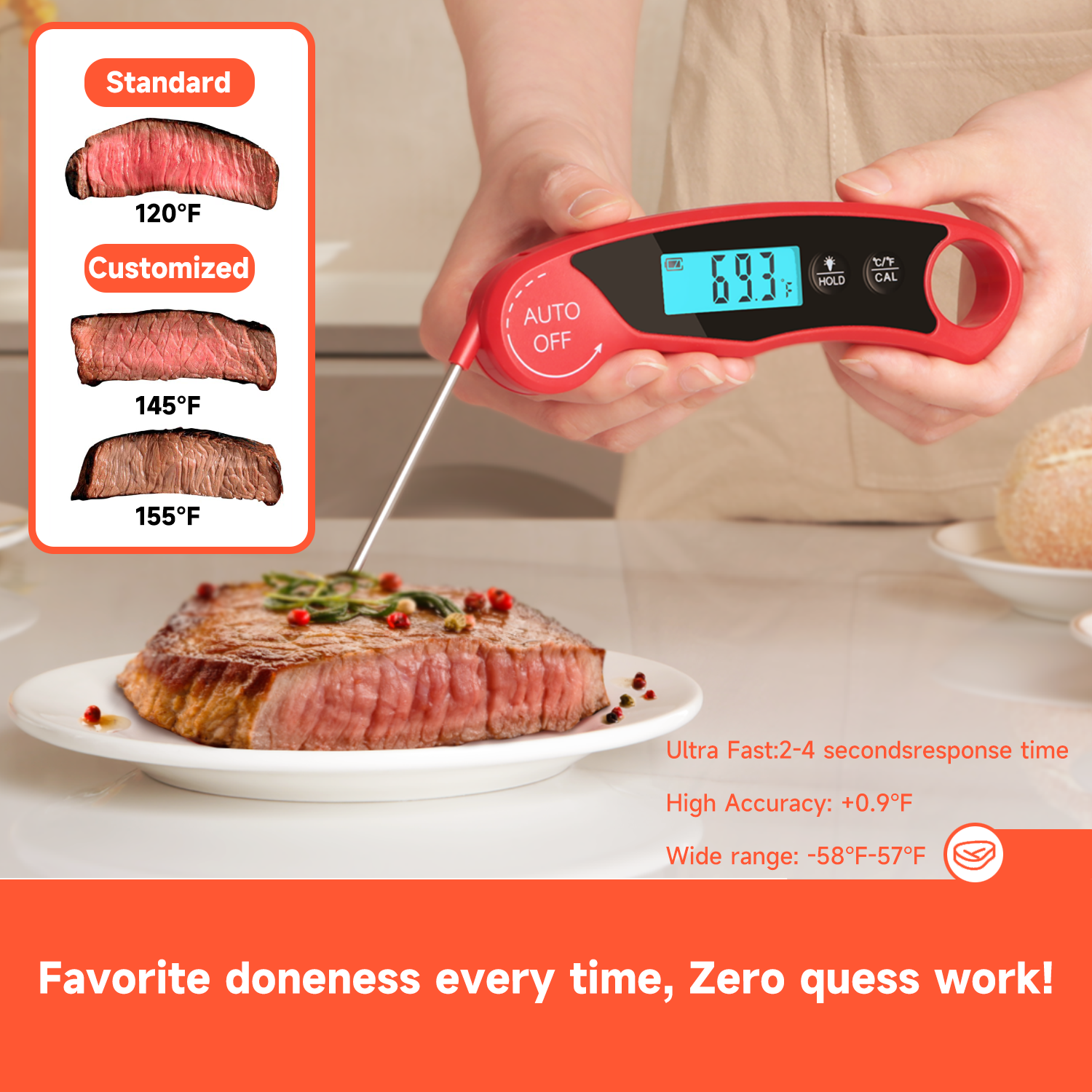 Waterproof Digital Instant Read Meat Thermometer for Cooking Food
