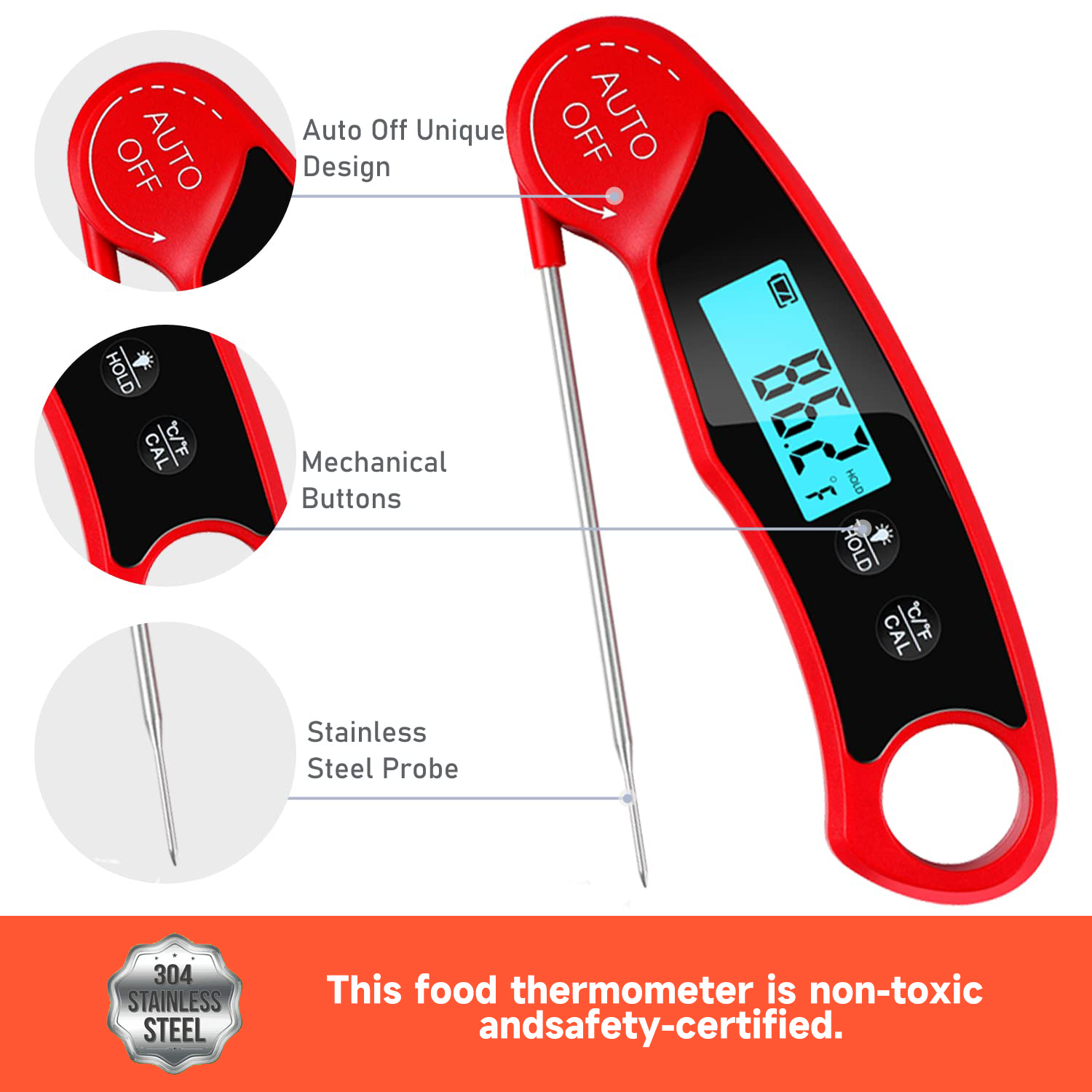 Listime® Meat Thermometer with Bluetooth,100ft Wireless