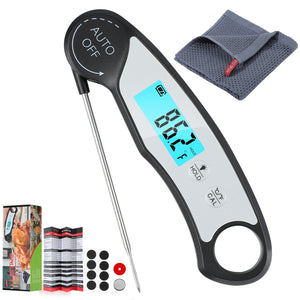 Listime® Digital Meat Thermometer Gift Set Edition: Ultra Fast, Waterproof with Blacklight and Calibration w/ Dish Towel