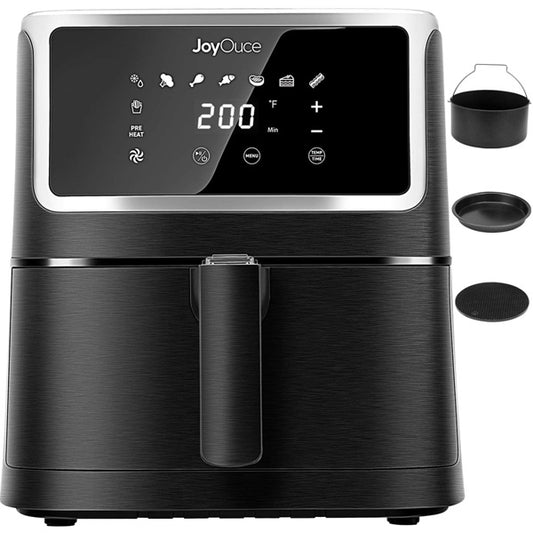 JoyOuce Air Fryer 5.8 QT with Extra Air Fryer Accessories for Oilless Cooking, Smart Touch Screen with 8 Presets.1700W