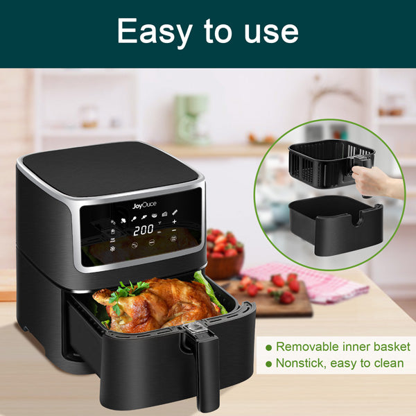 JoyOuce Air Fryer 5.8 QT with Extra Air Fryer Accessories for Oilless Cooking, Smart Touch Screen with 8 Presets.1700W